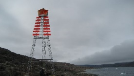 Daymark and radar reflector near Bellot Strait, Nunavut