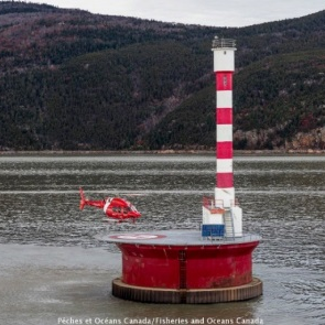 Cap Brûlé pillar in the St. Lawrence River, 25 nautical miles from Quebec City.