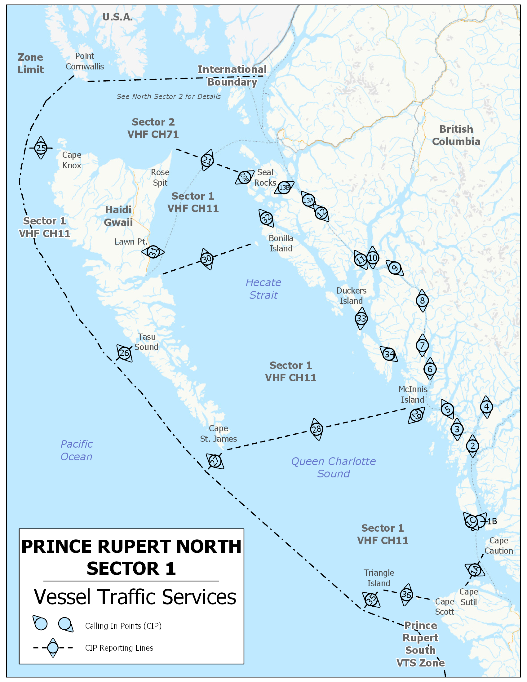 Prince Rupert - Vessel Traffic Services - Sector 1