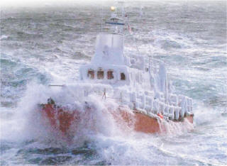Cutter icing in storm