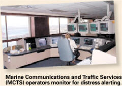 Marine communications and traffic services operators monitor distress alerting